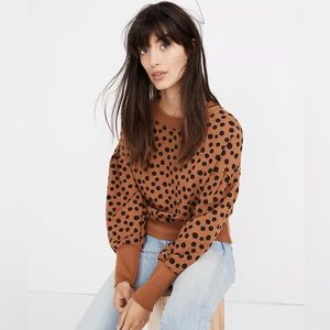 Madewell Pleat-Sleeve Sweatshirt in Leopard Dot